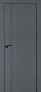 Межкомнатная дверь P-21  черный молдинг PET,  кромка ABS черная c 4-х ст. Графит матовый